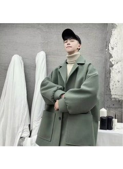 Buy Mens Wool Blend Coat Suit Casual Autumn Winter Mature Green in UAE