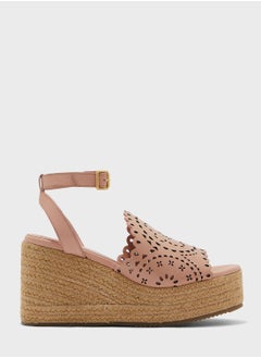 Buy Pinky Laser Cut Wedge Sandals in UAE