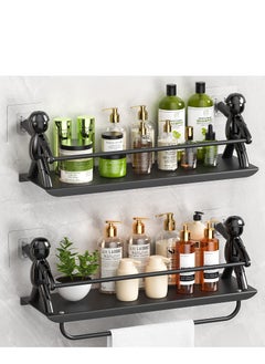 Buy 2 Pack Shower Caddy Organizer Shelf Basket with Towel Rack No Drilling Traceless Adhesive Bathroom Shelf Storage Organizer for Bathroom, Lavatory, Washroom, Restroom, Shower, Toilet, Kitchen in Saudi Arabia