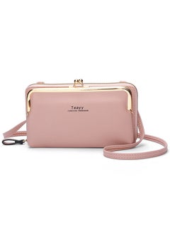 اشتري Cute Pink PU Leather Ladies Long Wallet for Women One-Shoulder Cross-body Card Holder Money Bag 19 x 10.5 x 5cm في السعودية