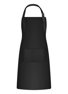 Buy Adjustable Bib Apron, Unisex Cooking Kitchen Apron with 2 Pockets, Water and Oil Resistant Chef Apron for Kitchen Cooking Restaurant BBQ Painting Craft (1pc, Black) in UAE