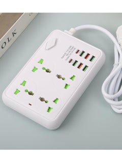 Buy Tycom Power Strip Surge Protector with USB- Extension Cord Flat Plug with Widely 6 AC Outlet and 4 USB + 2 Type C, Small Desktop Station with 6 ft Power Cord, Compact Socket (Z68 White) in UAE