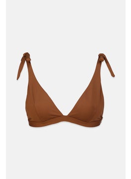 اشتري Women Non,Padded Strappy Triangle Bikini Top, Brown في السعودية