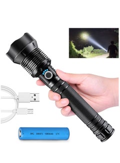 Buy Rechargeable LED Flashlights High Lumens, 90000 Lumens Super Bright Zoomable Waterproof Flashlight with Batteries Included & 3 Modes, Powerful Handheld Flashlight for Camping Emergencies in Saudi Arabia