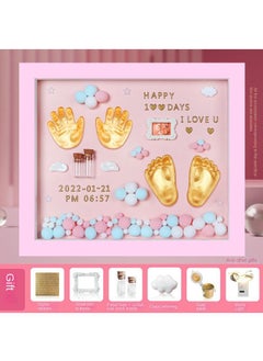 اشتري Newborn Baby Baby One Year Old Commemorative Full Moon Gift Handprint Inkpad Photo Frame في الامارات