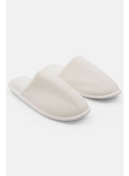 اشتري Women Textured Slip On Slippers, White في السعودية