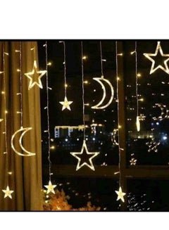 Buy Ramadan LED Curtain Twinkle Moon Star Decoration, Window Lights for Festival Party Decorations, Fairy Lights Curtain Perfect for Ramadan and Eid Decorations for Wall Hanging (12 Moon Stars) in Egypt