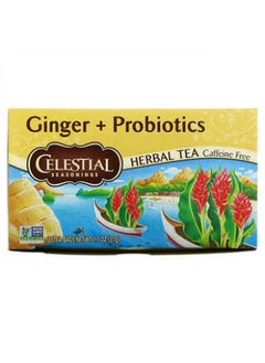 اشتري Celestial Seasonings, Herbal Tea, Ginger + Probiotics, Caffeine Free, 20 Tea Bags, 1.1 oz (31 g) في الامارات