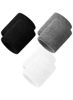 Buy 6 Pack Sweatbands Sports Wristband Cotton Sweat Band For Men Women, Good Tennis, Basketball, Running, Gym, Working Out in UAE