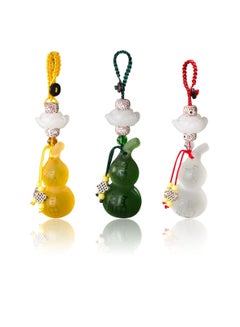 Buy Feng Shui Wu Lou Gourd Key Chain, 3 Pcs Gourd Key Ring Pendant, Calabash Wu Lou Key Ring, for Good Luck Fortune, Longevity, Wealth Success (White, Yellow, Green) in Saudi Arabia