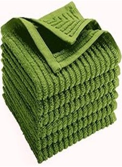 اشتري Signoola Multi-Purpose Towel Set Of 4 Pcs 30 x 30 cm Olive Green stripe, 100% cotton. في مصر