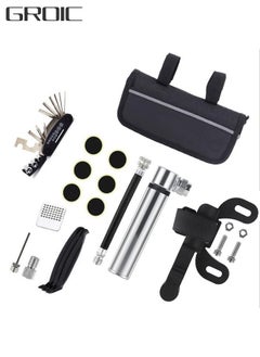 Buy Bicycle Bike Repair Tool Kit Bag with Tire Pump, Portable Patches Fixes,  Inflator, Maintenance For Camping Travel Essentials Safety Emergency Set in UAE