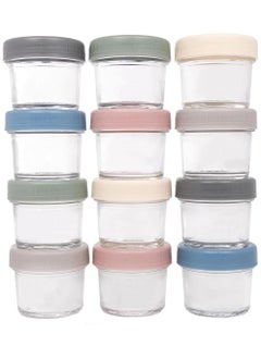 Buy Glass Baby Food Storage Jars w/Lids (4 oz, 12 Pack) Snack, Puree, Reusable Containers, Fridge or Freezer, Microwave & Dishwasher Safe, Essential Must Have for Infants, Random color in UAE