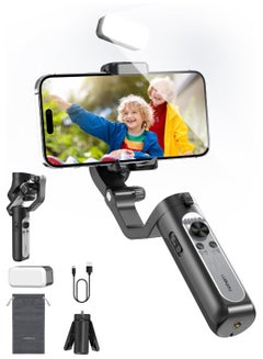 Buy hohem iSteady XE Kit Gimbal Stabilizer for Smartphone, 3-Axis Gimbal for iPhone & Android with Magnetic Adjustable Fill Light, Portable & Foldable Stabilizer for Video Recording, YouTube TikTok Video in Saudi Arabia