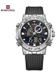 اشتري Men's Analog+Digital Round Shape Silicone Wrist Watch NF9219 S/W/B - 45 Mm في الامارات