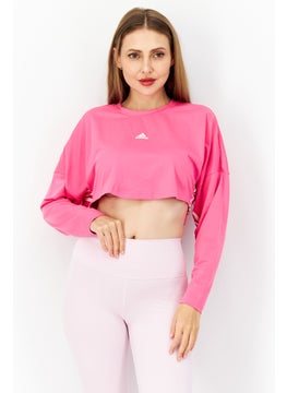 Buy Women Sportswear Fit Logo Sleeve Training Top, Pink in UAE