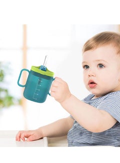 Buy Toddler Sippy Cups Drinks Water Bottles Trainer Cup with Handles Spill-proof for Toddlers 6 Months+ Children's Milk Scale Children Portable Reusable (Green 250ml) in UAE