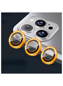 اشتري واقي عدسة الكاميرا المضيء متوافق مع هاتف iPhone 13 Pro Max ، غطاء معدني رفيع للغاية من الزجاج المقوى الشفاف ، برتقالي في الامارات