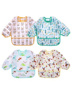 Buy 4 Pack Long Sleeve Baby Bibs, Waterproof Sleeved Bib, Toddler Soft Bib for 6-24 Months M in Saudi Arabia
