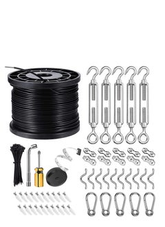 Buy Outdoor String Light Hanging Kit with 170ft Coated Stainless Steel Tension Wire for Easy Suspension in UAE