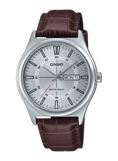 اشتري Men Silver Analog Leather Strap Quartz Classic Dress MTP-V006L-7CUDF Watch - 38mm في الامارات