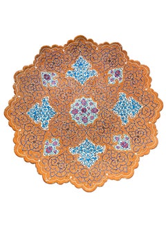 Buy Persian Hand Plate Painted Mandala Copper Plate 24.7*24.7 cm /Gold/Blue in UAE