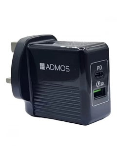 Buy Admos dual wall charger with two USB/PD ports that supports fast charging technology in Saudi Arabia