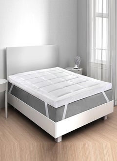 Buy Box Stiched Cotton Mattress Topper 4 Corner Elastic 10cm Thickness 160x200cm in UAE