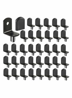 Buy L-Shelf Support Pegs, Plated Steel 1/4" L-Shaped Bracket Style Cabinet Shelf Support Pegs with Rubber Sleeve, for Kitchens Support and Shelves (Black-50pcs) in Saudi Arabia