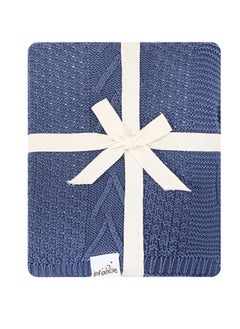 Buy Infancie Organic Baby Knitted Shawl Blanket (80x110cm) Dark Blue in UAE