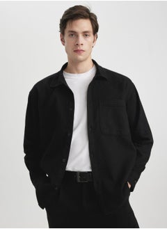 اشتري Oversize Fit Polo Collar Long Sleeve Shirt في الامارات