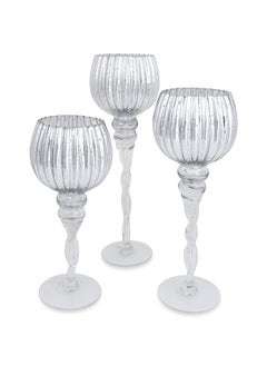 اشتري Fest Candle Holder, Silver - Set of 3, 30x40 cm في الامارات