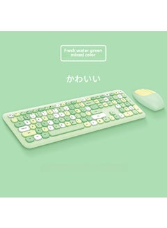 اشتري Ferris hand Sweet keyboard mouse suit Wireless Keyboard mouse mute laptop office 2. 4gusb interface 666 ☆ light water Green mixed color في السعودية