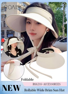 Buy Rollable Wide Brim Sun Hat for Women Empty Top UPF50+ Sun Protection Outdoor Sports Cycling Beach Sun Cap with Strap Design Adjustable Size in UAE