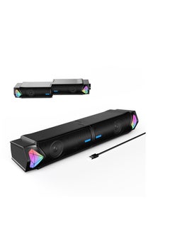 Buy Computer Speakers for PC Desktop Monitor, Bluetooth Dynamic RGB Computer Sound Bar, Dual HiFi Stereo & Gradient RGB Lighting, USB Powered Speakers, for PC Laptop Tablet Desktop(Include C Adapter) in UAE