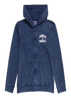 Buy Franklin and Marshall Vintage Arch Logo Zip Through Hoodie Blue in Saudi Arabia