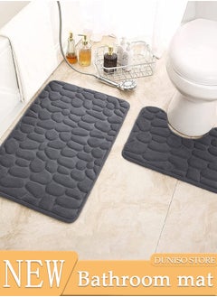 اشتري 2 Pieces Bathroom Rugs Mat Super Soft Water Absorbent Microfiber Non-Slip Quick Drying Bath Tub Mat Toilet Rugs Perfect Bathroom Mats for Bathroom Tub and Shower في السعودية