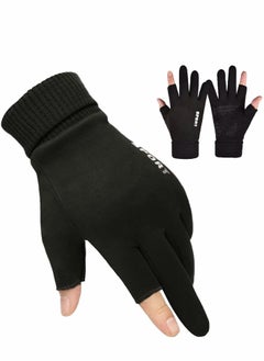 Buy Winter Cycling Gloves, 2-Fingerless Fishing Hunting Sport Running Bike Gloves, Waterproof Anti-Slip Mountain Biking Gloves, Driving Golf Sailing Shooting Gloves for Men Women in UAE