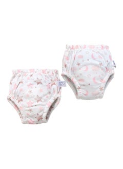 اشتري 2-Piece Cotton Training Pants for Baby Size L 6 Layers Breathable and Washable Underwear with Cute  Star Pattern for Toddler Potty Training Light Pink في السعودية