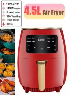 Buy 4.5L 1400W Air Fryer Digital Display with Touch Control  Red in Saudi Arabia