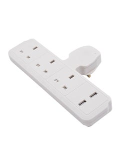 Buy 3-Way 2-USB Port 13A Portable and Compact Adaptor White 4.8 x 26.2 x 18.2 cm AU213USB/W in Saudi Arabia