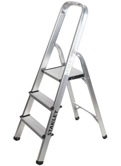 Buy Stanley Step Ladder 3 Steps Aluminum Ladder With Non-Slip Rubber Edge Guards in UAE