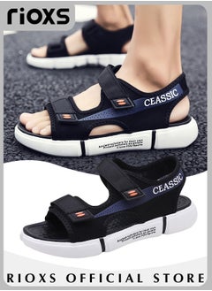 Buy Men's Casual Open Toe Water Sandal Breathable Non-Slip Beach Sandals Sneakers Pool Slide Adjustable Flat Shoes With Back-Strap in UAE