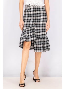 Buy Women Regular Fit Checkered Skirt, Black in UAE