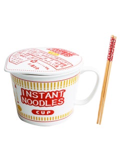 Buy Instant Noodle Bowl Ceramic With Cover , Creative Ramen Soup Bowl Mug Cover Student Lunch Bowl in UAE