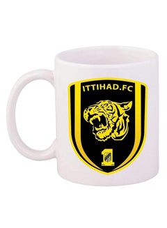 Buy Ceramic mug printed with the Saudi Al-Ittihad Club logo design in white in Saudi Arabia