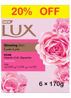 Buy Lux Glowing Skin Rose Bar Soap 170g pack of 6 in UAE