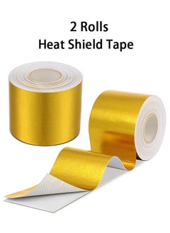 Buy 2 Rolls Heat Shield Tape Cool Tapes Aluminum Foil Heat Reflective Adhesive Heat Shield Thermal Barrier Foil Tape Self-Adhesive Heat Resistant Tape for Hose and Auto Use,(Gold, 2 Inch x 32.8 ft) in Saudi Arabia