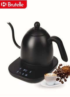 اشتري Electric Gooseneck Kettle, V60 Coffee Kettle, 0.8L 1200W Power, Adjustable Temperature with Insulation, Quick Heating, Perfect for Pour-Over Coffee at Home and Office, Matte Black في السعودية