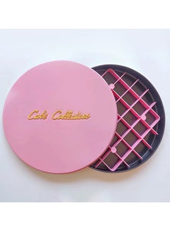 Buy Non-stick Cake Serving Tray With Plastic Dividers, Basbousa Dessert Round Baking Pan With Slicer(Pink 35*4 cm) in UAE